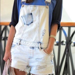 ZARA ACID WASH SHORTS OVERALLS